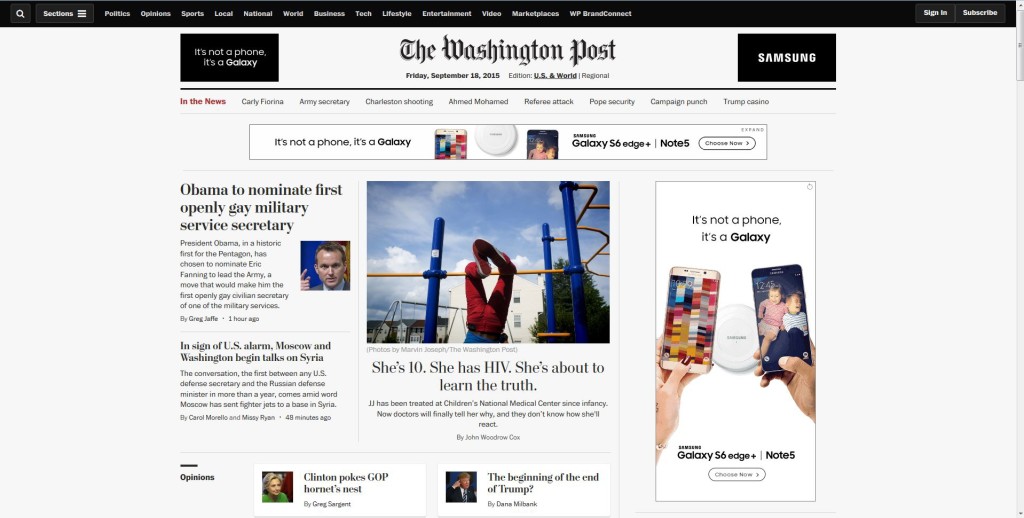 The Washington Post home page